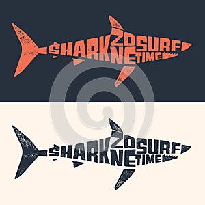 Shark Typography logo Design Template. Vector illustration