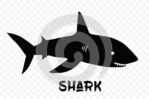 Shark vector silhouettes on a white background