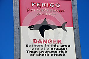 Shark warning sign. Brazil