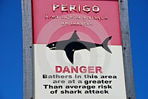 Shark warning sign. Brazil photo
