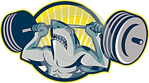 Shark Weightlifter Lifting Barbell Mascot