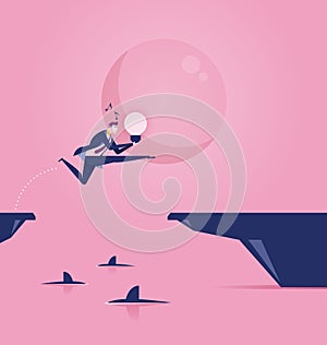 Among Sharks. Business concept illustration