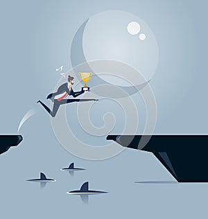 Among Sharks. Risk Management concept illustration