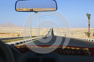 Sharm el Sheikh Egypt view through taxi windscreen