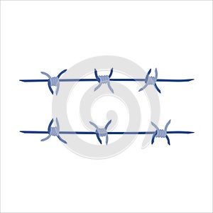 Sharp barbed wire fence barrier frame illustration