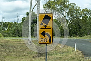 Sharp Bend Warning Road Signage