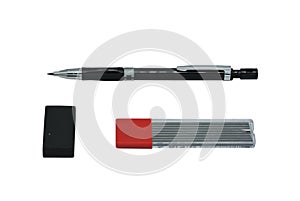 Sharp black-gray mechanical pencil isolated on white background