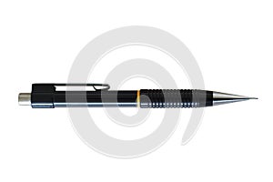 Sharp black mechanical pencil isolated on white