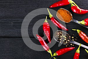 Sharp Chile pepper in pods, bell pepper, ground pepper