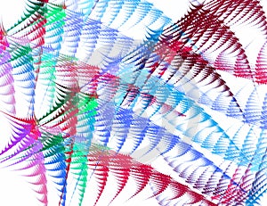 Sharp colorful needles are rhythmically connected and create an airy ornament on a white background. photo