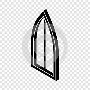 Sharp corner window frame icon, simple black style