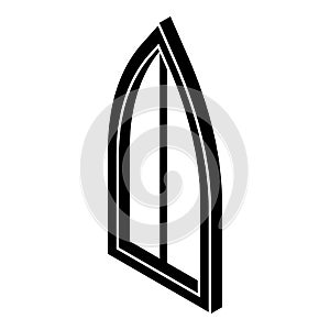 Sharp corner window frame icon, simple black style
