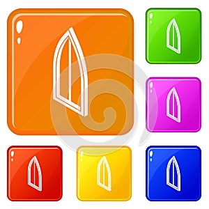 Sharp corner window frame icons set vector color