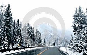 Sharp curve in Teton Pass