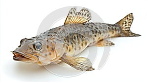 sharp depiction of a Mudfish Neochanna highlights its distinctive patterns and colors set against a clean white photo