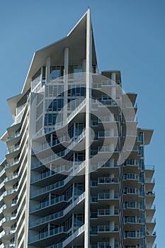 Sharp edges of modern skyscraper on Bayshore Drive - 2 photo