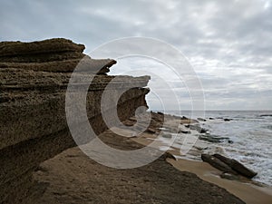 Sharp erosion on the beach