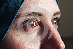 Sharp eyes of arab muslim woman