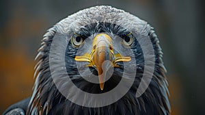 Sharp features of an eagle\'s head. photo