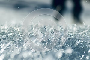 sharp ice layer with distant player in midcollision, blurred