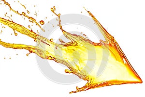 A sharp, jagged oil splash creating a lightning bolt shape, isolated on a bright white background