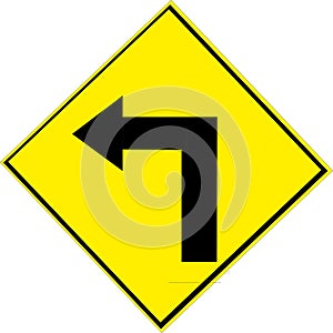 sharp left turn sign