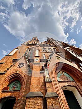 A sharp look at the exterior of St. Florian's Cathedral in the Praga district of Warsaw