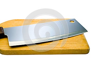 Sharp meat cleaver with cutting board