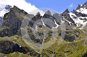 The sharp peaks of the mountain range