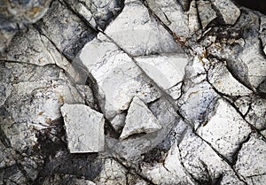 Sharp pebbles on limestone rock
