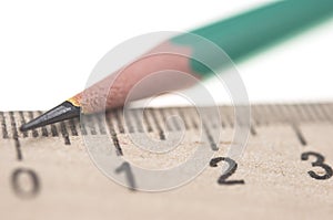 sharp pencil with the ruler isolated