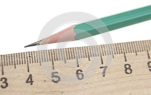 sharp pencil with the ruler isolated