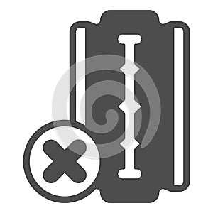 Sharp razor blade ban solid icon, prohibited items concept. Vector graphics. Razor blade forbidden sign on white