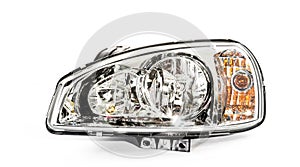 Sharp realistic photo of headlight of a car