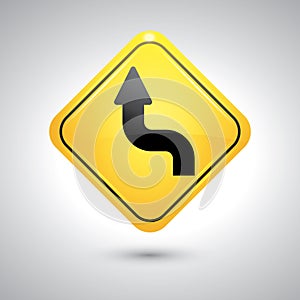 Sharp reverse left turns ahead sign. Vector illustration decorative design