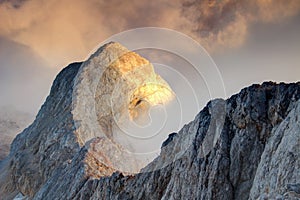 Sharp ridge with via ferrata route to Triglav peak Slovenia