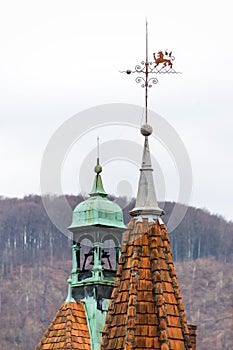 Sharp roofs of Shenborn Castle, Ukraine