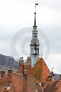 Sharp roofs of Shenborn Castle, Ukraine