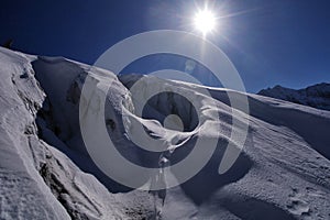 Sharp sun on the Furtschaglkees glacier.