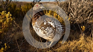 Sharptail Grouse is looking for food