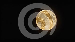 Sharp telescope capture of glowing full moon isolated on black outer space