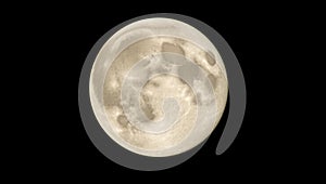 Sharp telescope capture of glowing full moon isolated on black outer space