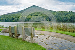 Sharp Top Mountain Abbott Lake and Bench