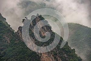 Sharp topped mountain along the Yangtze River Qutang Gorge, Baidicheng, China