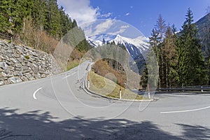 A sharp turn on a mountain road