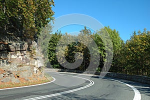 Sharp turn on mountain road