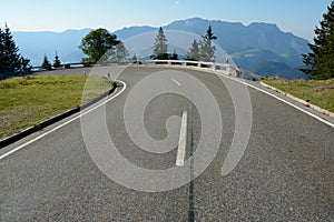 Sharp turn on road in Alps in Germany