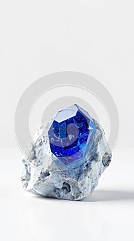 Sapphire-Blue Crystal in Matrix