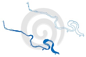Sharpe Lake (United States of America, South Dakota) map vector illustration,
