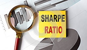 SHARPE RATIO text on a sticky on chart